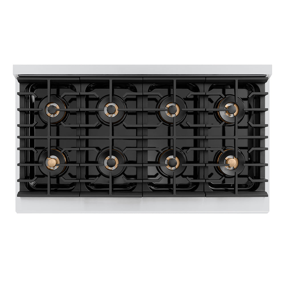 ZLINE Autograph 48" Paramount Gas Rangetop with 8 Burner DuoPro™ Cooktop in Stainless Steel and Polished Gold Accents, PSRTZ-48-G