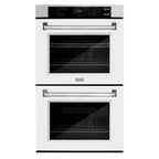 ZLINE 30" Professional True Convection Double Wall Oven with Air Fry and Self Clean in Satin Stainless Steel with White Matte Doors, WADS-WM-30