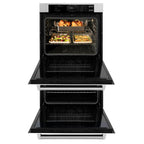 ZLINE 30" Professional True Convection Double Wall Oven with Air Fry and Self Clean in Satin Stainless Steel with White Matte Doors, WADS-WM-30