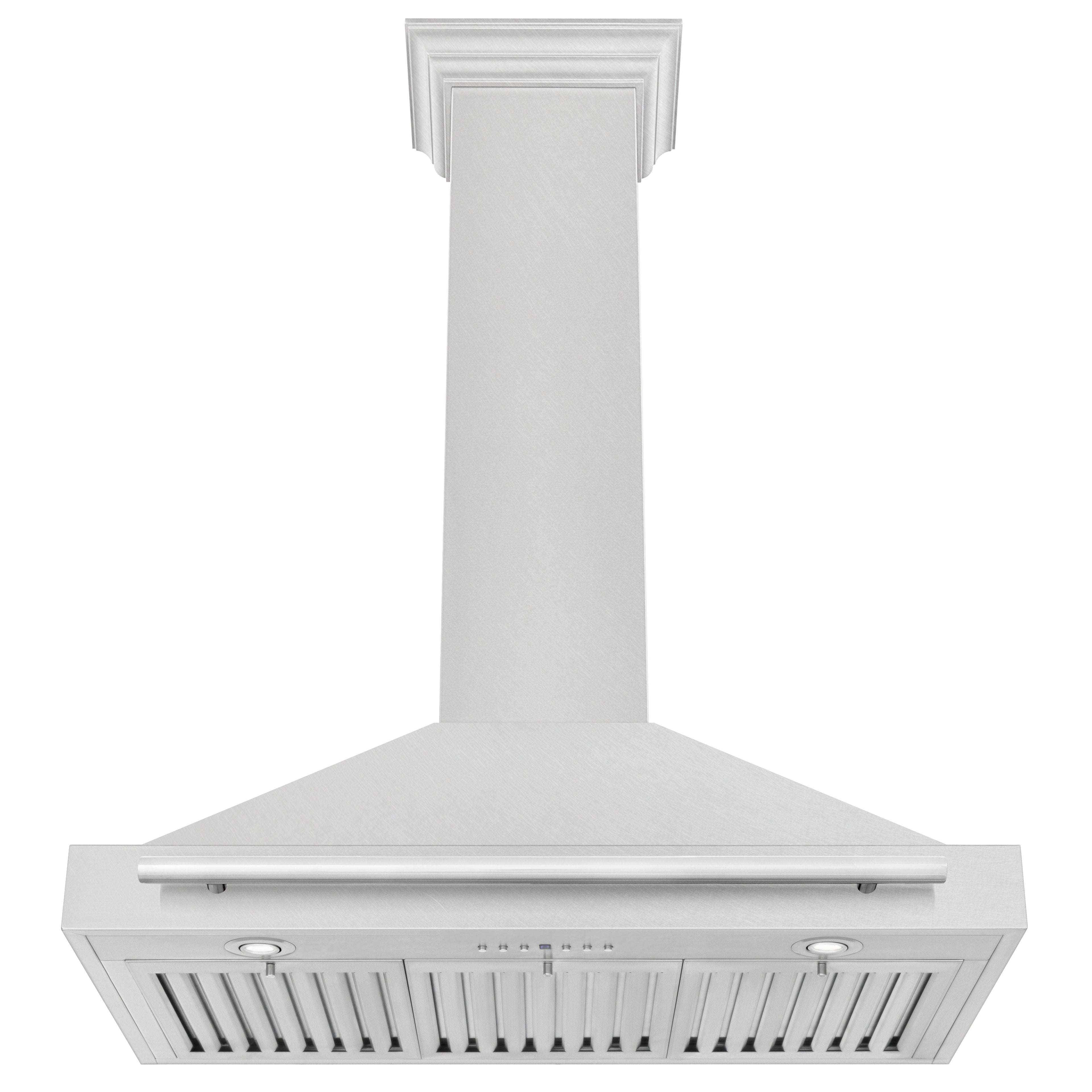 ZLINE 36 Inch Wall Mount Range Hood Convertible Satin Stainless Steel 400 CFM Stainless Steel Handle (KB4SNX-36)