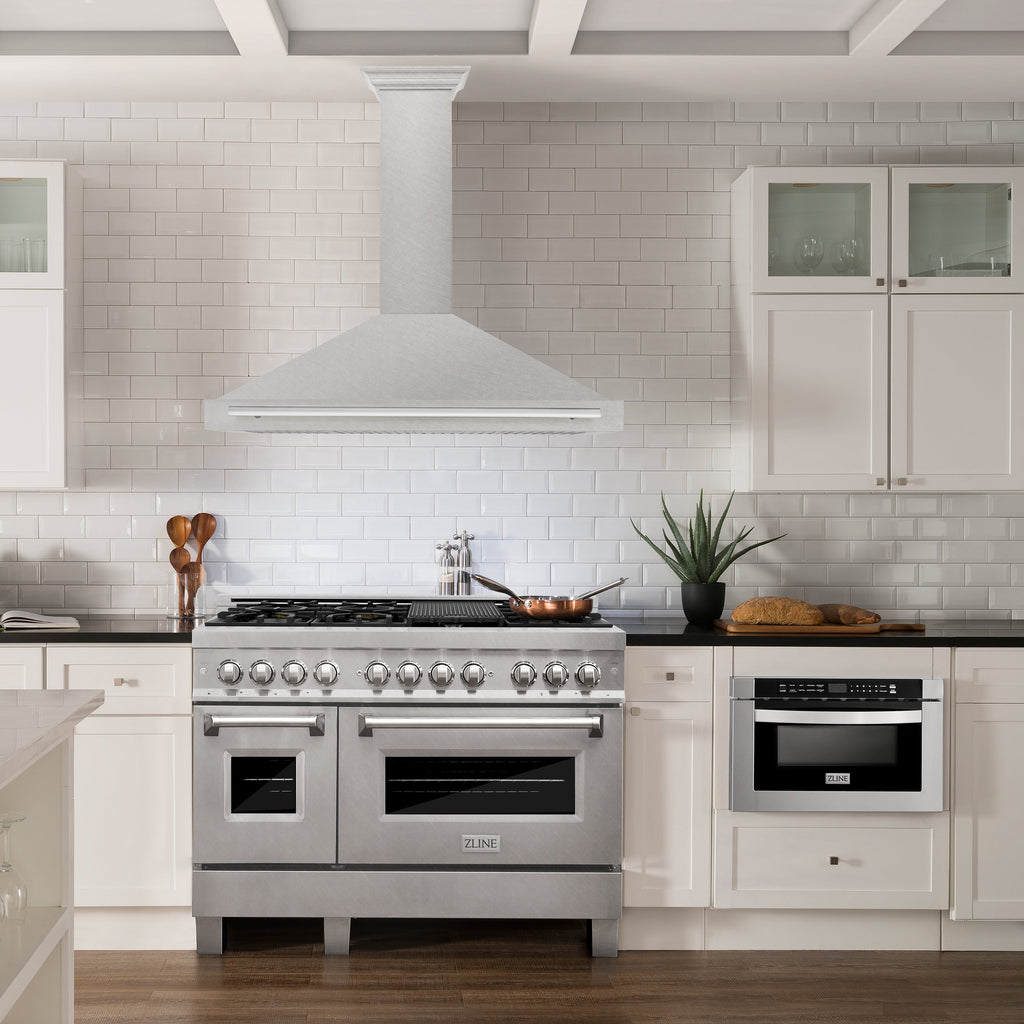 ZLINE 48 Inch Wall Mount Range Hood Convertible Satin Stainless Steel 400 CFM Stainless Steel Handle (KB4SNX-48)