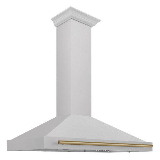 ZLINE 48 in. Wall Mount Range Hood Convertible Satin Stainless Steel Champagne Bronze Handle (KB4SNZ-48-CB)