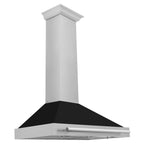 ZLINE 36 in. Wall Mount Range Hood Convertible Satin Stainless Steel Black Matte Shell Stainless Steel Handle (KB4SNX-BLM-36)