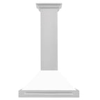 ZLINE 30 in Wall Mount Range Hood Convertible Satin Stainless Steel White Matte Shell Stainless Steel Handle (KB4SNX-WM-30)