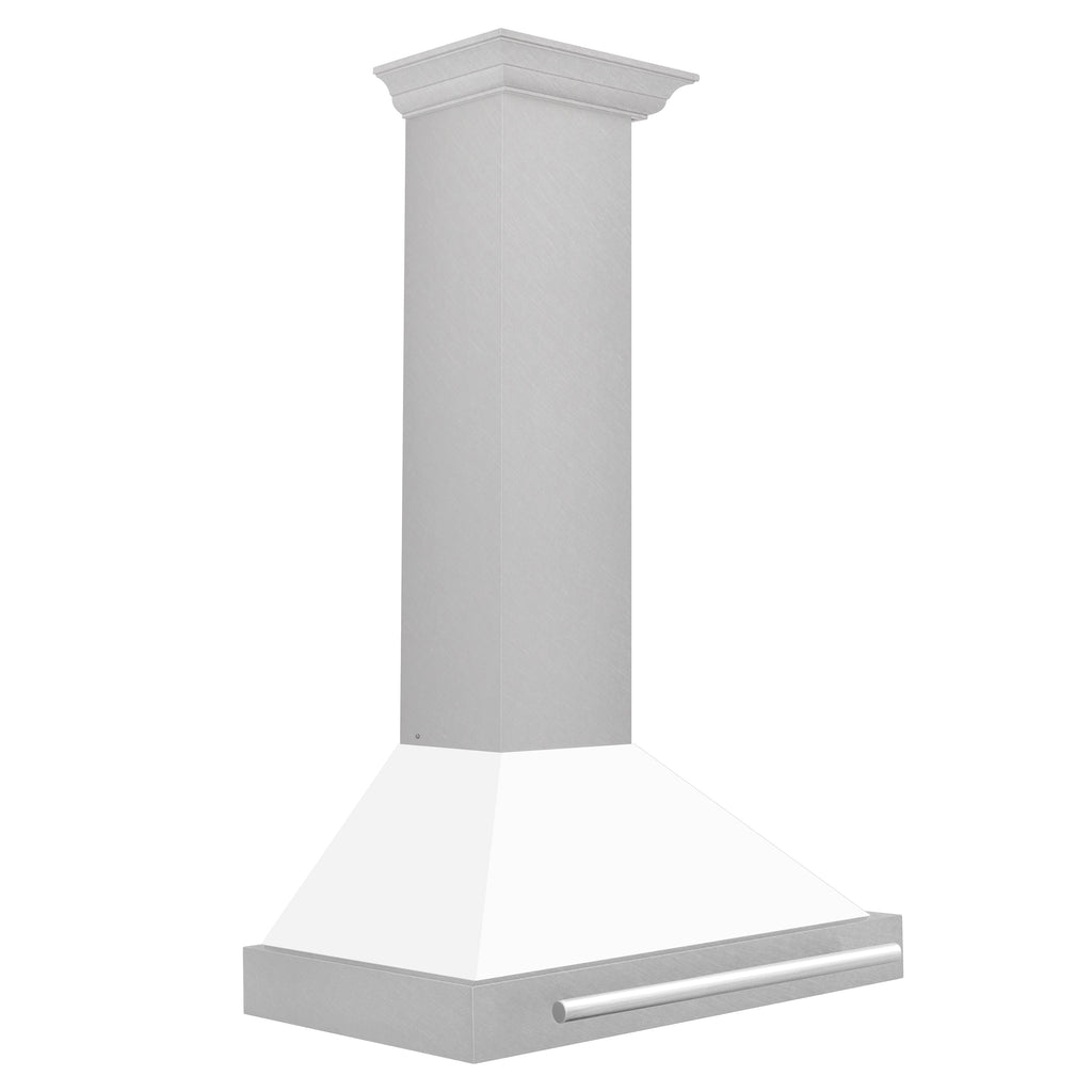 ZLINE 30 in Wall Mount Range Hood Convertible Satin Stainless Steel White Matte Shell Stainless Steel Handle (KB4SNX-WM-30)