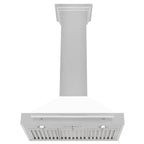 ZLINE 30 in Wall Mount Range Hood Convertible Satin Stainless Steel White Matte Shell Stainless Steel Handle (KB4SNX-WM-30)