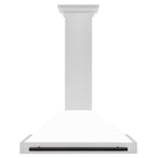 ZLINE 36 in. Wall Mount Range Hood Convertible Satin Stainless Steel White Matte Shell Matte Black Handle KB4SNZ-WM36-MB