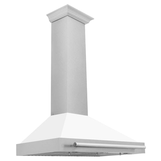 ZLINE 36 in. Wall Mount Range Hood Convertible Satin Stainless Steel White Matte Shell Stainless Steel Handle (KB4SNX-WM-36)