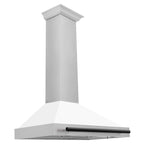 ZLINE 36 in. Wall Mount Range Hood Convertible Satin Stainless Steel White Matte Shell Matte Black Handle KB4SNZ-WM36-MB