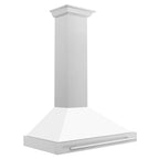 ZLINE 36 in. Wall Mount Range Hood Convertible Satin Stainless Steel White Matte Shell Stainless Steel Handle (KB4SNX-WM-36)