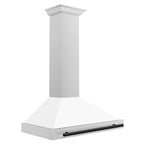 ZLINE 36 in. Wall Mount Range Hood Convertible Satin Stainless Steel White Matte Shell Matte Black Handle KB4SNZ-WM36-MB