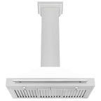 ZLINE 36 in. Wall Mount Range Hood Convertible Satin Stainless Steel White Matte Shell Stainless Steel Handle (KB4SNX-WM-36)