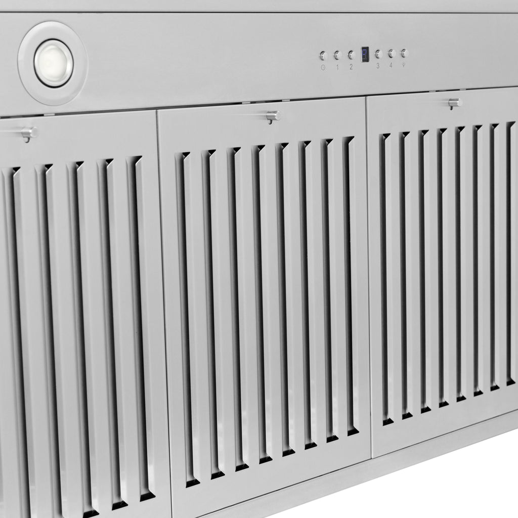 ZLINE 48 in. Wall Mount Range Hood Convertible Satin Stainless Steel 400 CFM White Matte Shell Stainless Steel Handle (KB4SNX-WM-48)