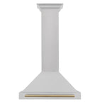 ZLINE 30 in Wall Mount Range Hood Convertible Satin Stainless Steel Champagne Bronze Handle KB4SNZ-30-CB