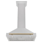 ZLINE 30 in Wall Mount Range Hood Convertible Satin Stainless Steel Champagne Bronze Handle KB4SNZ-30-CB