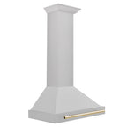 ZLINE 30 Inch Wall Mount Range Hood Convertible Satin Stainless Steel with Polished Gold Handle (KB4SNZ-30-G)