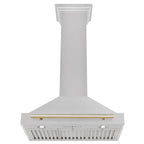ZLINE 30 Inch Wall Mount Range Hood Convertible Satin Stainless Steel with Polished Gold Handle (KB4SNZ-30-G)