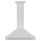 ZLINE 36 in. Wall Mount Range Hood Convertible Satin Stainless Steel Polished Gold Handle 400 CFM (KB4SNZ-36-G)