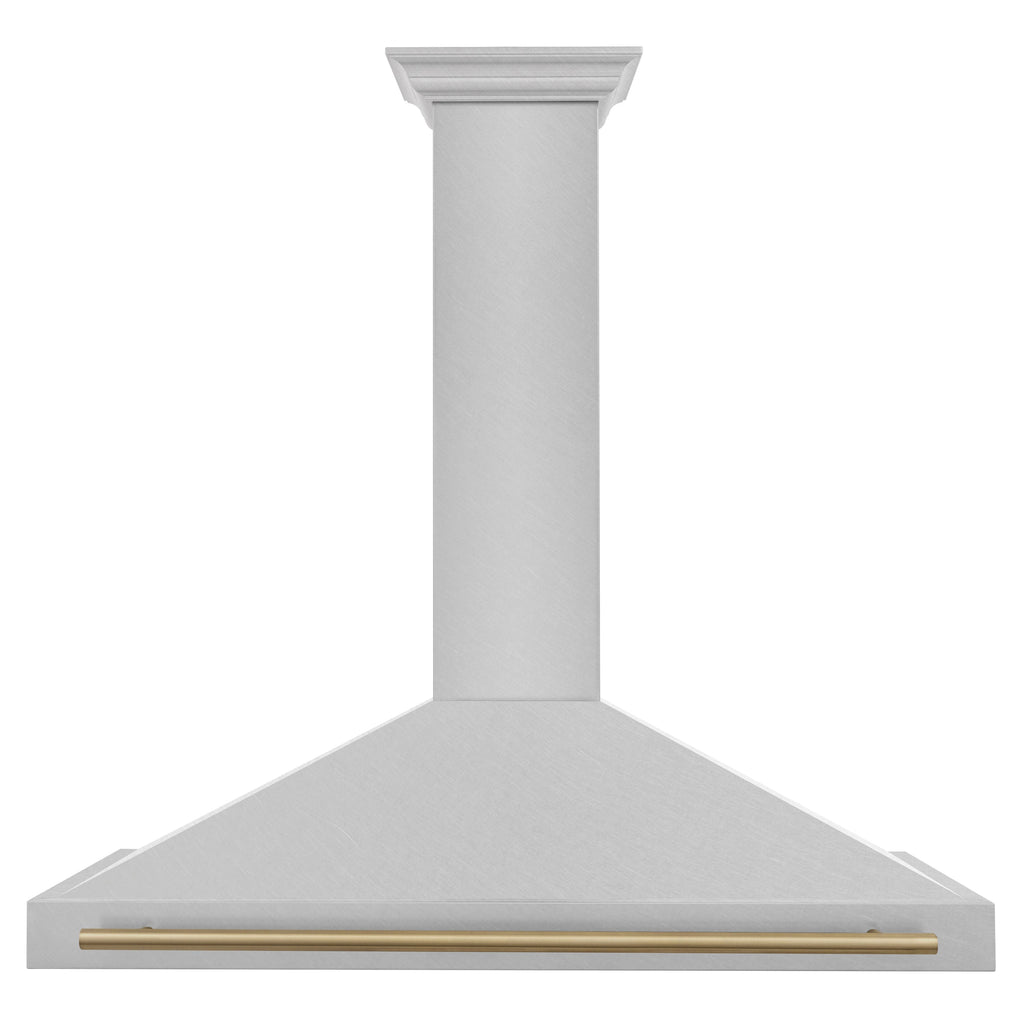 ZLINE 48 in. Wall Mount Range Hood Convertible Satin Stainless Steel Champagne Bronze Handle (KB4SNZ-48-CB)