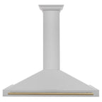 ZLINE 48 in. Wall Mount Range Hood Convertible Satin Stainless Steel Champagne Bronze Handle (KB4SNZ-48-CB)