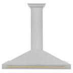 ZLINE 48 in. Wall Mount Range Hood Convertible Satin Stainless Steel Polished Gold Handle (KB4SNZ-48-G)