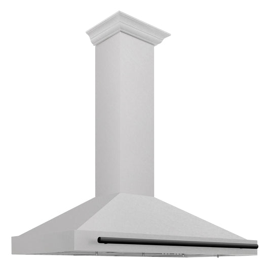 ZLINE 48 in. Wall Mount Range Hood Convertible 400 CFM Satin Stainless Steel Matte Black Handle (KB4SNZ-48-MB)