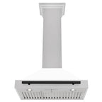 ZLINE 30 in. Wall Mount Range Hood Convertible 400 CFM Satin Stainless Steel White Matte Shell Matte Black Handle (KB4SNZ-WM30-MB)