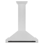 ZLINE 36 Inch Wall Mount Range Hood Convertible Satin Stainless Steel Matte Black Handle KB4SNZ-36-MB