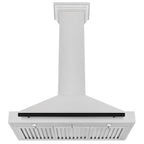 ZLINE 36 Inch Wall Mount Range Hood Convertible Satin Stainless Steel Matte Black Handle KB4SNZ-36-MB