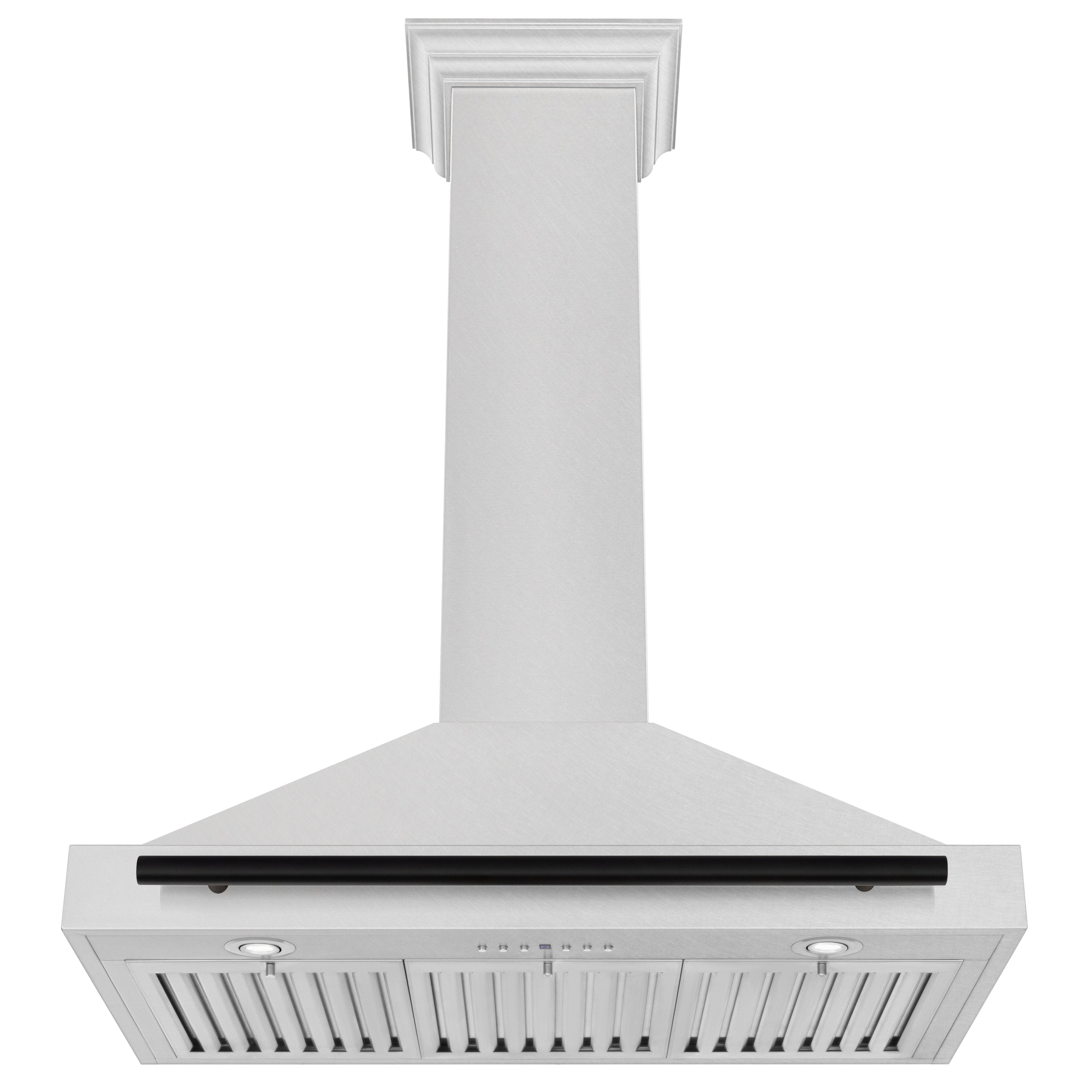 ZLINE 36 Inch Wall Mount Range Hood Convertible Satin Stainless Steel Matte Black Handle KB4SNZ-36-MB