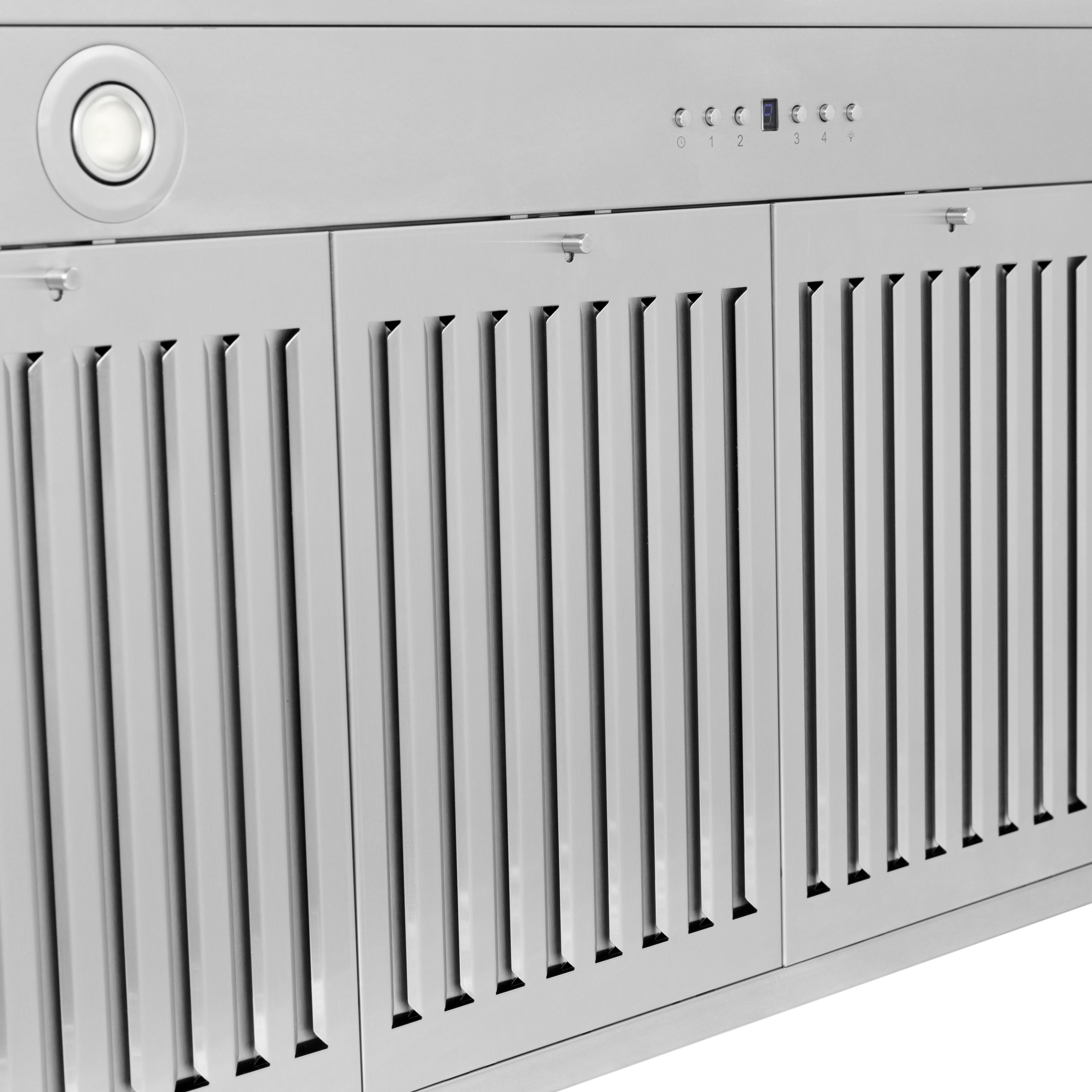 ZLINE 48 in Wall Mount Range Hood Convertible Satin Stainless Steel White Matte Shell Champagne Bronze Handle (KB4SNZ-WM48-CB)