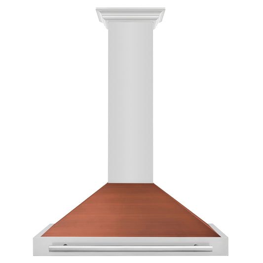 ZLINE 36 in. Wall Mount Range Hood 400 CFM Convertible Stainless Steel with Copper Shell and Stainless Steel Handle (KB4STX-C-36)