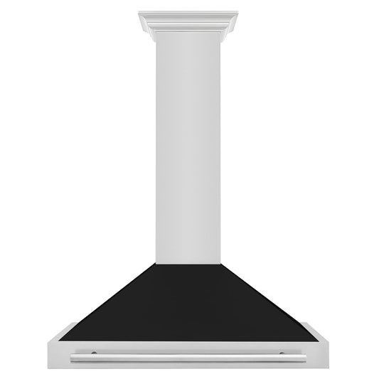 ZLINE 48 in. Wall Mount Range Hood Stainless Steel Black Matte Shell 4-Speed 400 CFM (KB4STX-BLM-48)