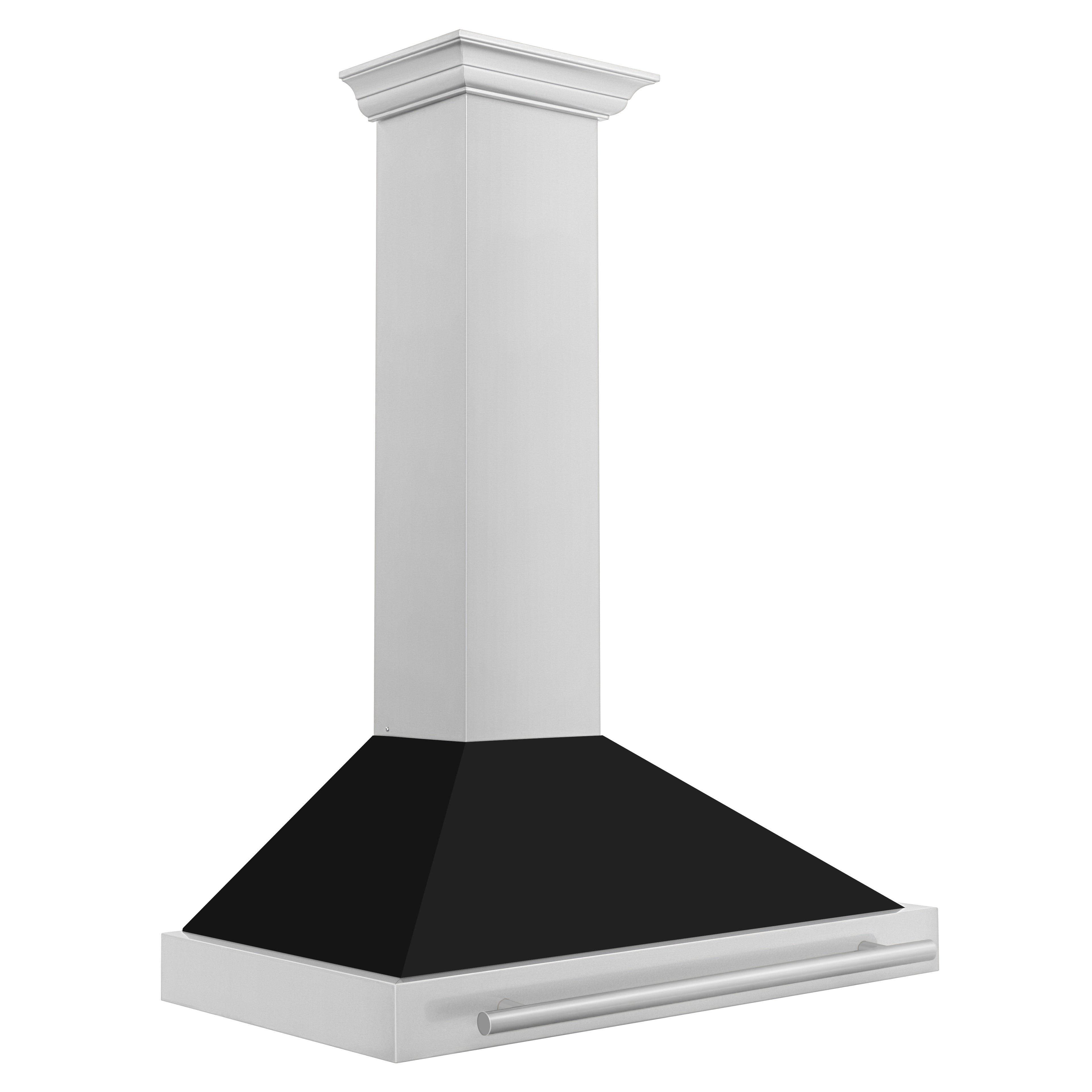 ZLINE 36 Inch Wall Mount Range Hood Stainless Steel Black Matte Shell 400 CFM KB4STX-BLM-36