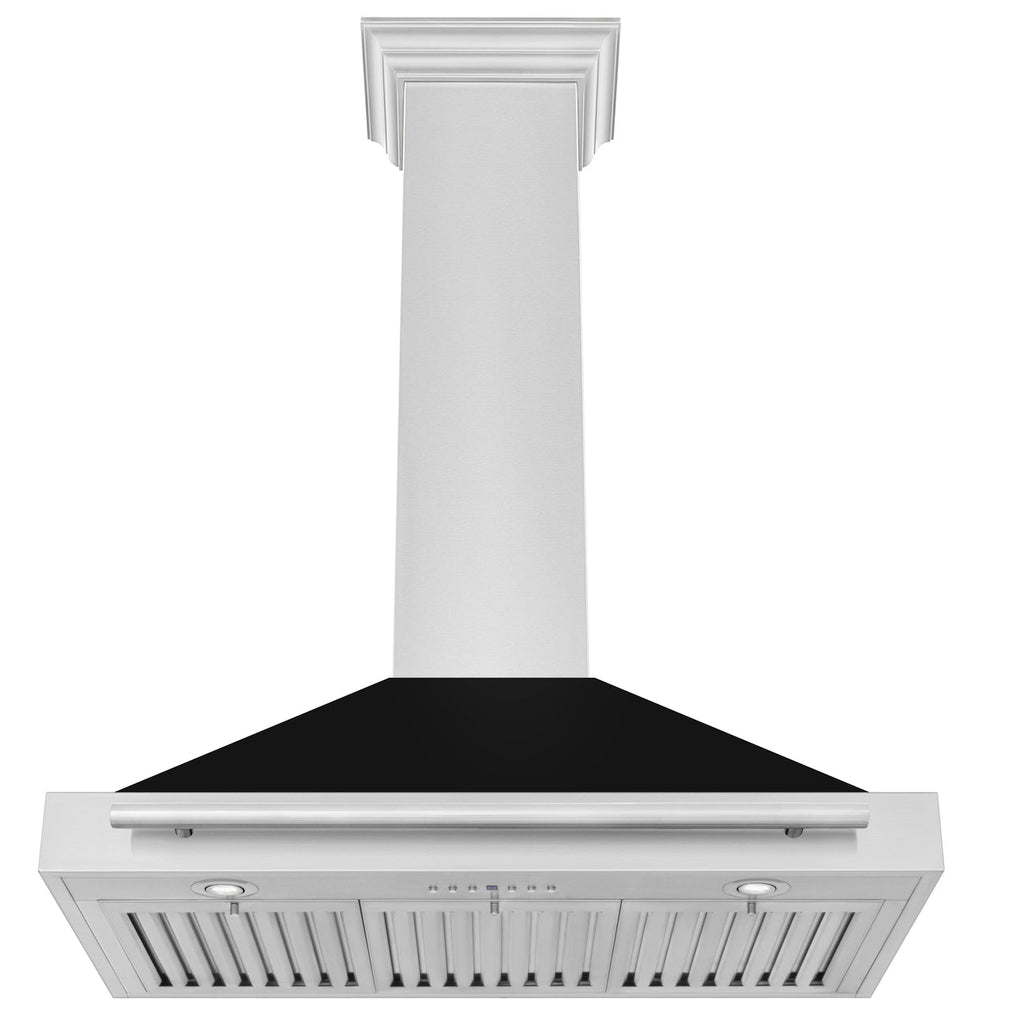 ZLINE 48 in. Wall Mount Range Hood Stainless Steel Black Matte Shell 4-Speed 400 CFM (KB4STX-BLM-48)