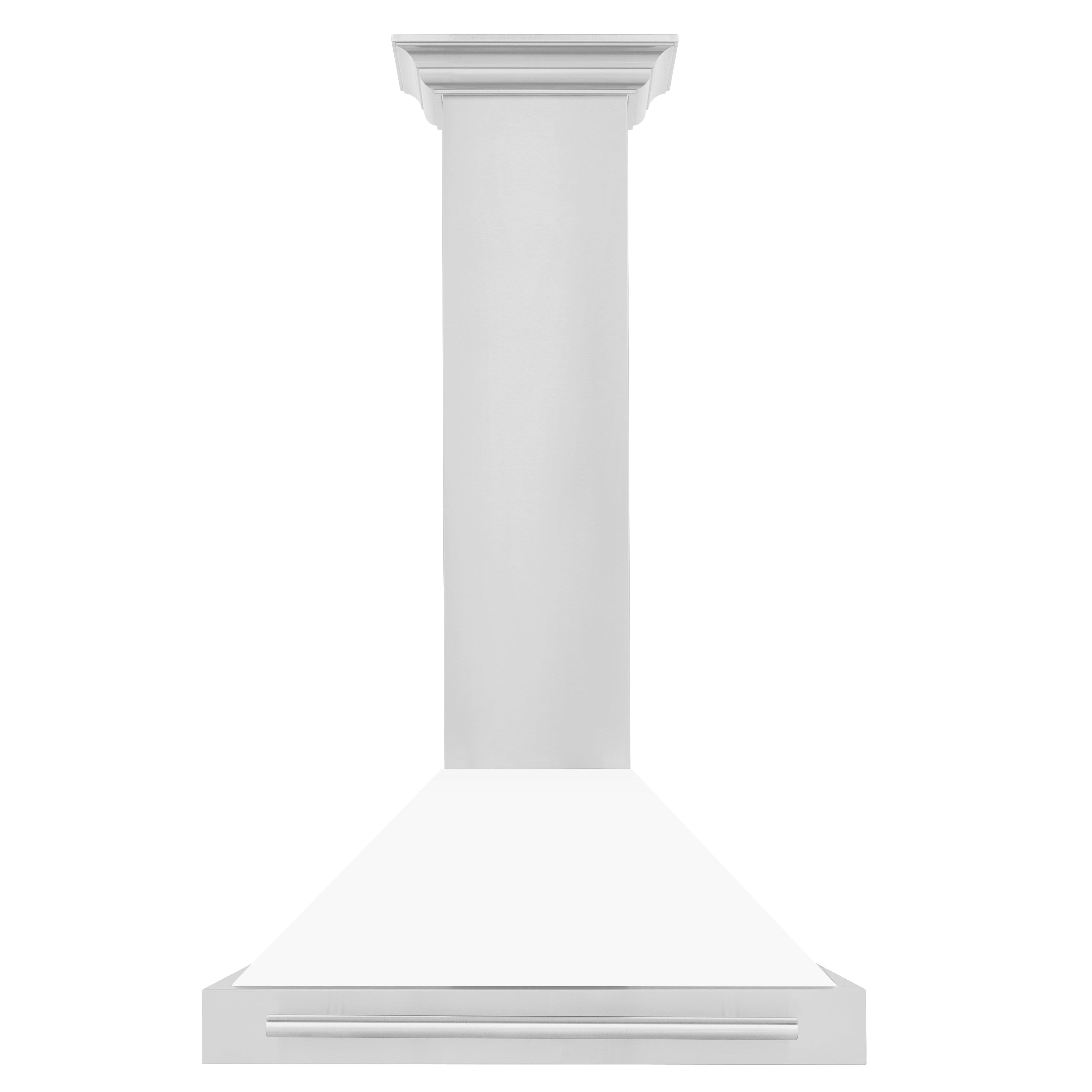 ZLINE 30 Inch Wall Mount Range Hood Stainless Steel White Matte Shell Stainless Steel Handle (KB4STX-WM-30)
