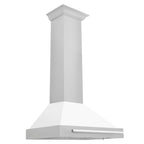 ZLINE 30 Inch Wall Mount Range Hood Stainless Steel White Matte Shell Stainless Steel Handle (KB4STX-WM-30)