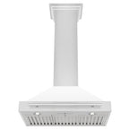 ZLINE 30 Inch Wall Mount Range Hood Stainless Steel White Matte Shell Stainless Steel Handle (KB4STX-WM-30)