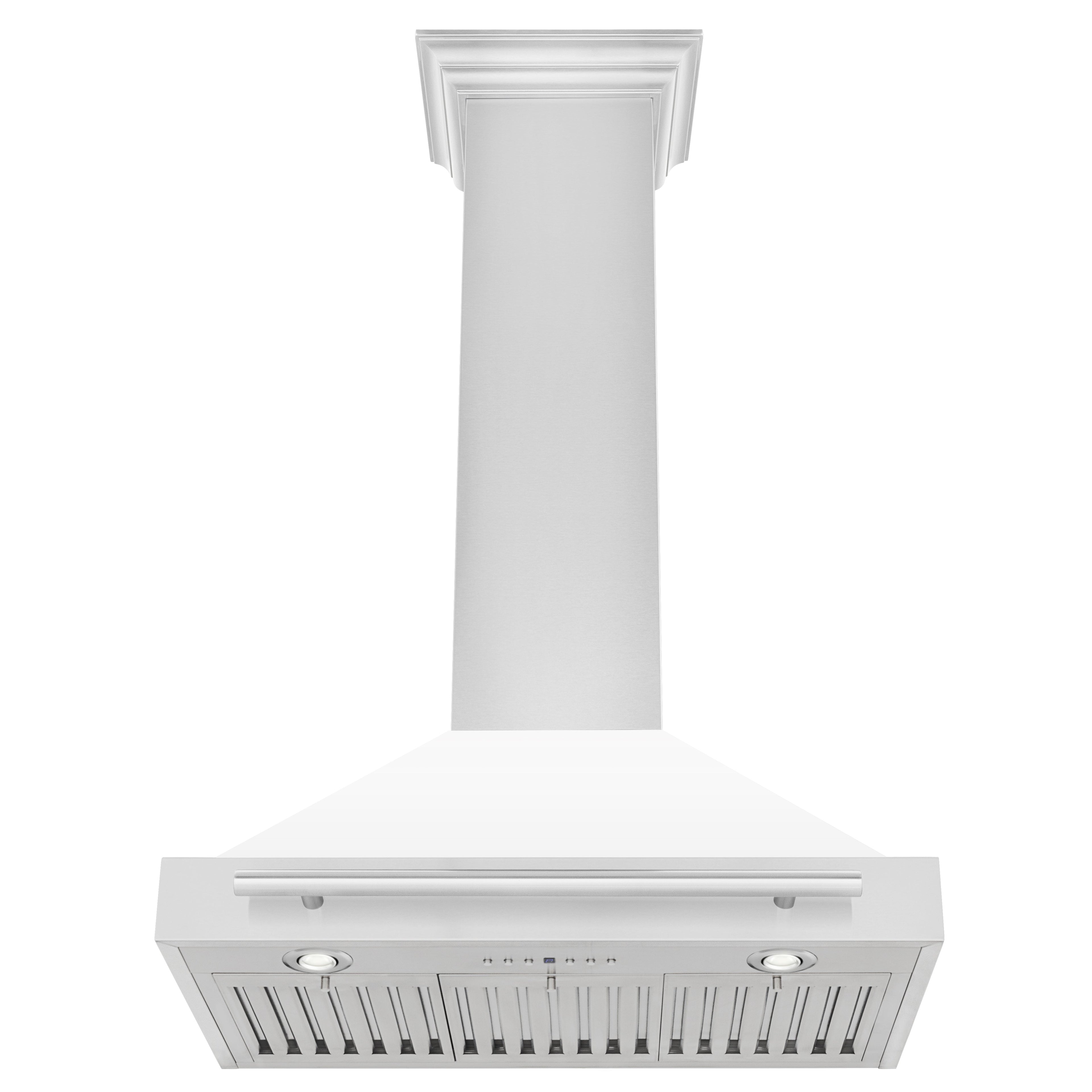 ZLINE 30 Inch Wall Mount Range Hood Stainless Steel White Matte Shell Stainless Steel Handle (KB4STX-WM-30)