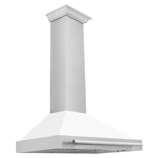ZLINE 36 Inch Wall Mount Range Hood Stainless Steel White Matte Shell 400 CFM KB4STX-WM-36