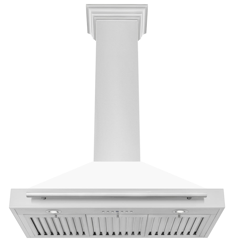 ZLINE 36 Inch Wall Mount Range Hood Stainless Steel White Matte Shell 400 CFM KB4STX-WM-36
