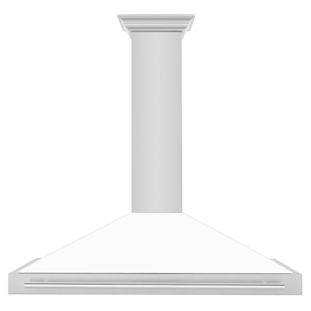 ZLINE 48 in. Wall Mount Range Hood Stainless Steel White Matte Shell 400 CFM Stainless Steel Handle (KB4STX-WM-48)