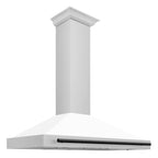 ZLINE 48 in. Wall Mount Range Hood Stainless Steel White Matte Shell Matte Black Handle KB4STZ-WM48-MB