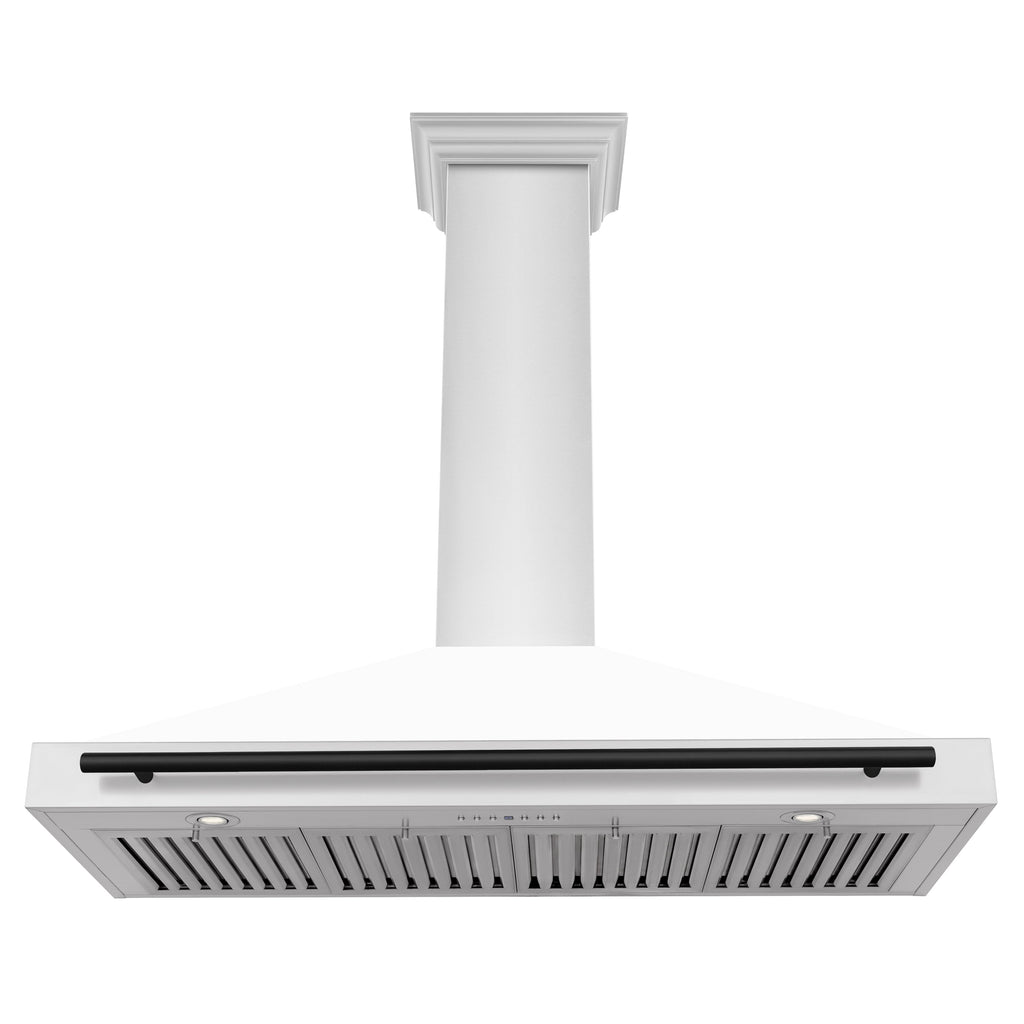 ZLINE 48 in. Wall Mount Range Hood Stainless Steel White Matte Shell Matte Black Handle KB4STZ-WM48-MB