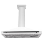 ZLINE 48 in. Wall Mount Range Hood Stainless Steel White Matte Shell Matte Black Handle KB4STZ-WM48-MB