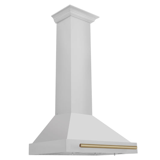 ZLINE 30 Inch Wall Mount Range Hood Stainless Steel Champagne Bronze Handle Autograph Edition (KB4STZ-30-CB)