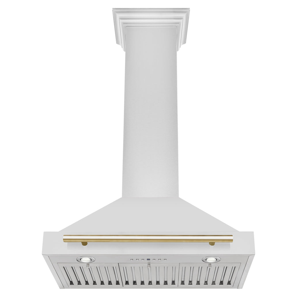 ZLINE 30 in. Wall Mount Range Hood Stainless Steel Gold Handle Autograph Edition (KB4STZ-30-G)