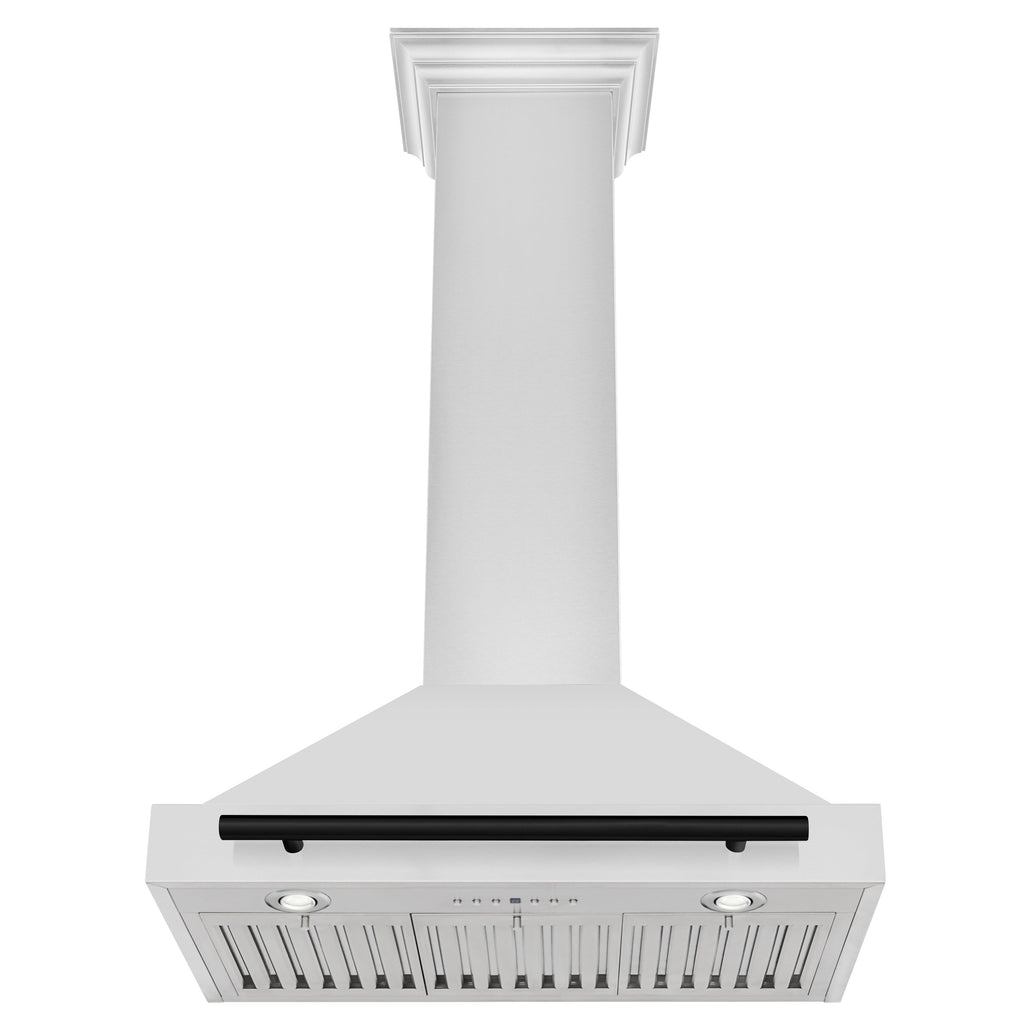 ZLINE 30 in Wall Mount Range Hood Stainless Steel Autograph Edition Matte Black Handle KB4STZ-30-MB