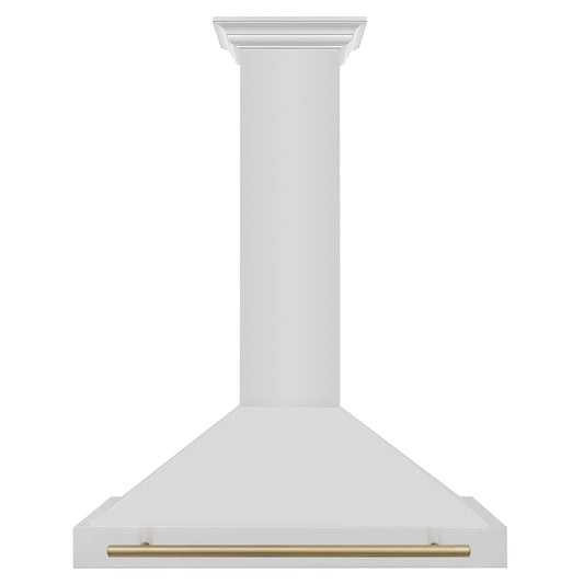 ZLINE 36 Inch Wall Mount Range Hood Stainless Steel Champagne Bronze Handle KB4STZ-36-CB