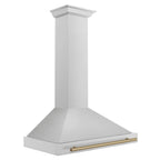 ZLINE 36 Inch Wall Mount Range Hood Stainless Steel Champagne Bronze Handle KB4STZ-36-CB